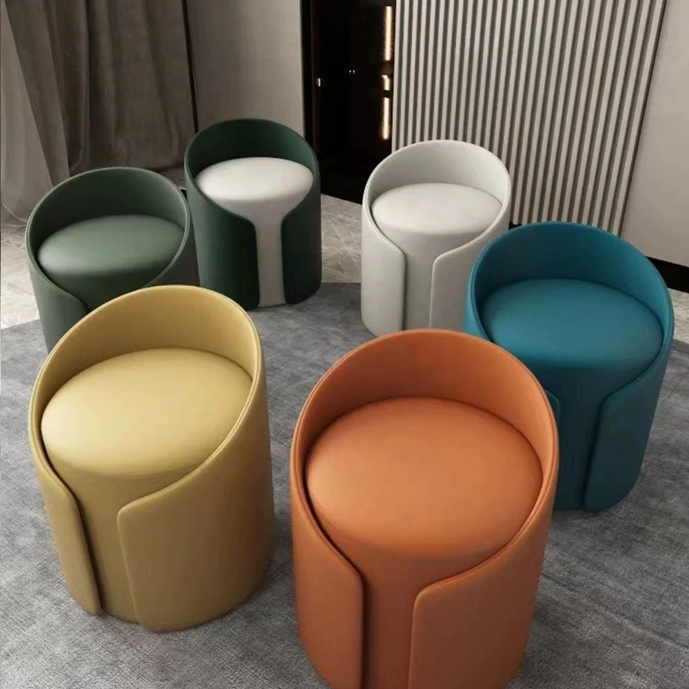Modern Indoor Home Luxury Round Foot Step Living Room Furniture Office Leisure Area Velvet Ottoman Designer Low Stool