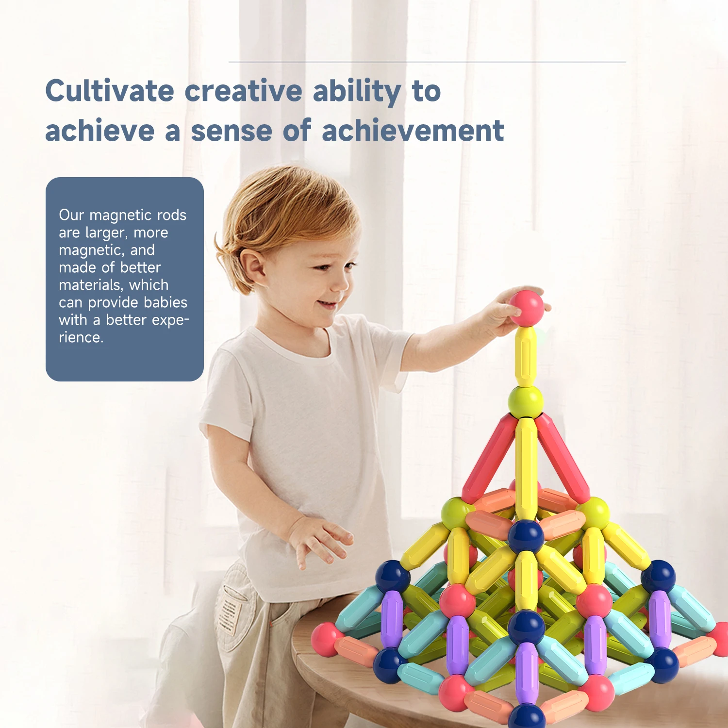 KSF Educational Magnetic Balls & Rods Diy Magnetic Toys Building Blocks Plastic Assembly To Children Toy