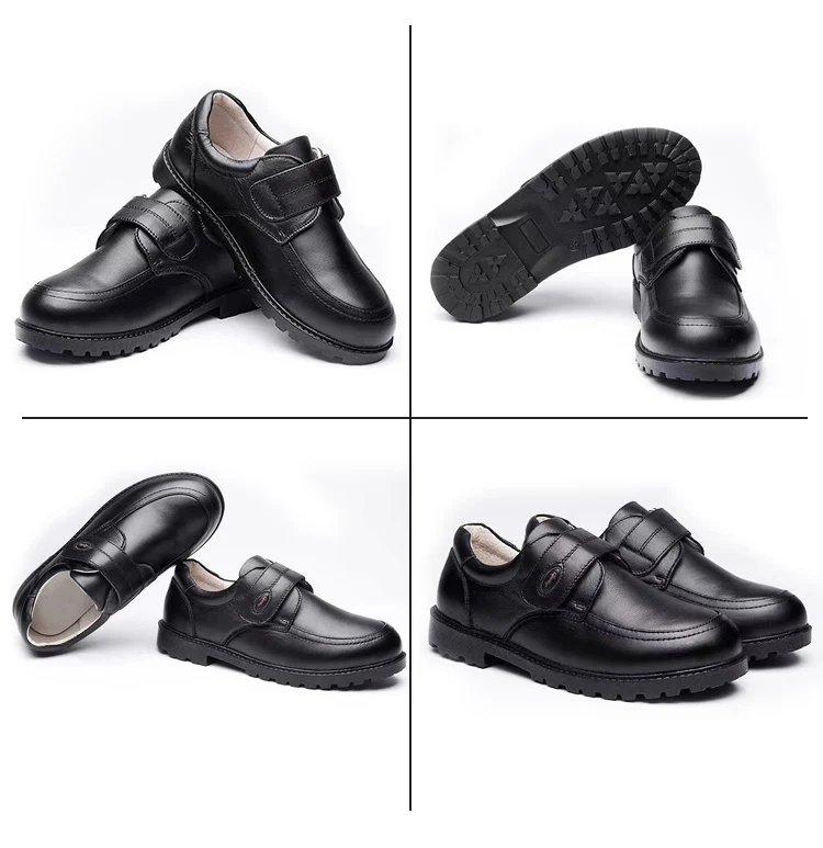 
European Style Fashion Elegant Children Casual Shoes Boys Girls Stylish Black Leather Dress Kids Bulk Orthopedic School Footwear 