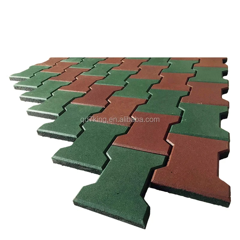 Qingdao 7king high density dog bone kindergarten rubber tile paver floor brick mats rubber tiles