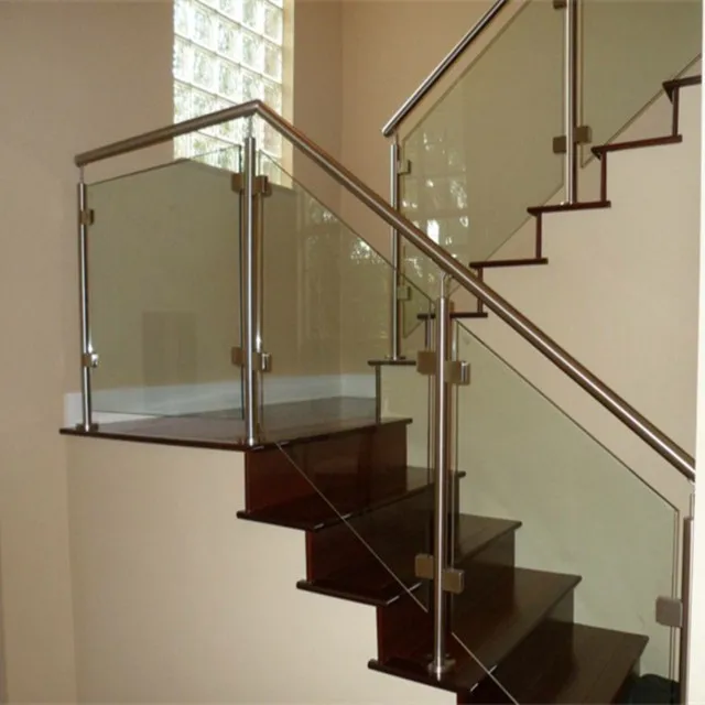 Modern stainless steel glass railing for stairs/ stainless steel stair handrail manufacturer