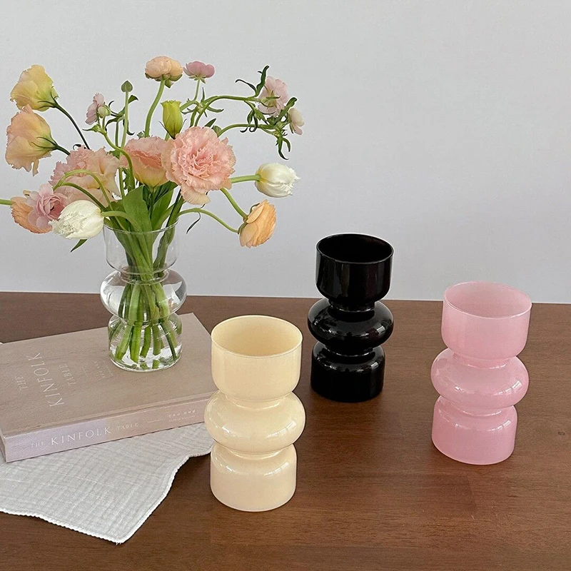 Ins Candy Color Europe Modern Style Clear Glass Vases Crystal Flower Vase Glass for Flower Decor