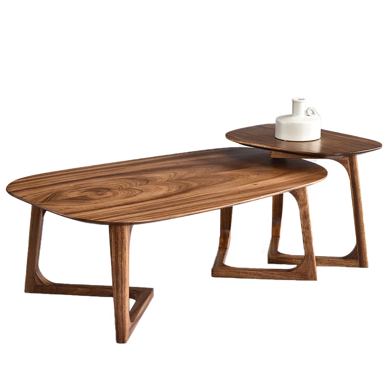Nordic cheap smart solid wood tea desk set with wooden frame living room furniture MDF top  luxury coffee table modern
