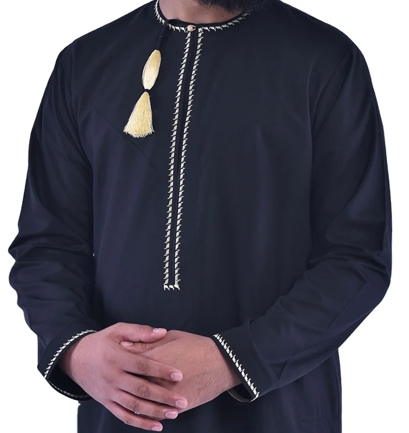 high quality soild black color jubbah islamic clothing robe saudi arab thobes