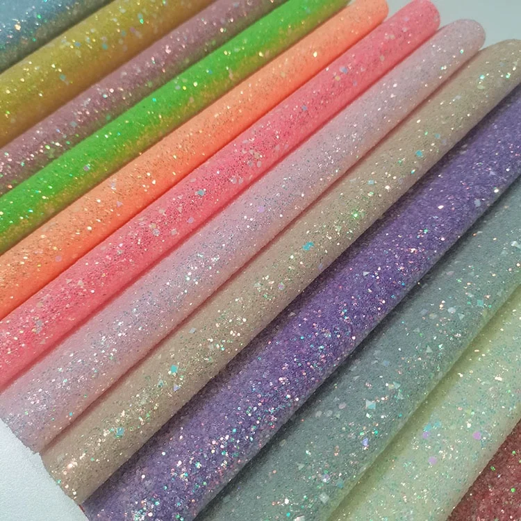 shiny vinyl heart transparent PET silver gold glitter fabric sheets for bow shoes bags decoration