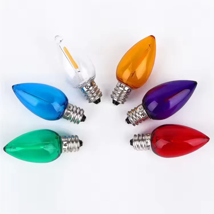 RGB Strawberry Shaped C7 C9 LED Bulbs, Color Changing Christmas Decorative Lights