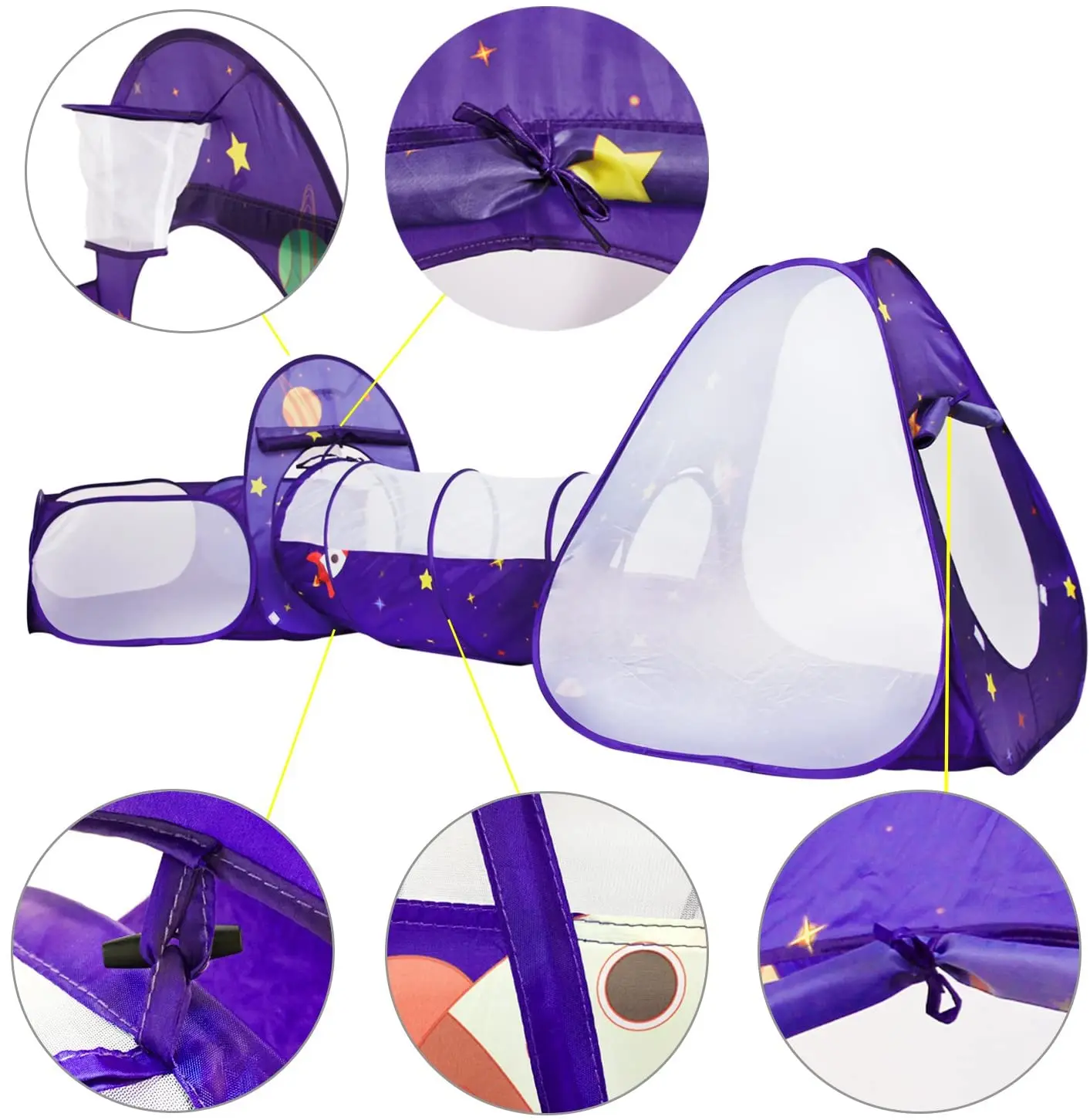 3 in 1 Pop up Kids Play Tent with Tunnel Ocean Ball Pit Pool with Basket Hoop for Toddler Boys Girls Indoor&Outdoor Play As Gift