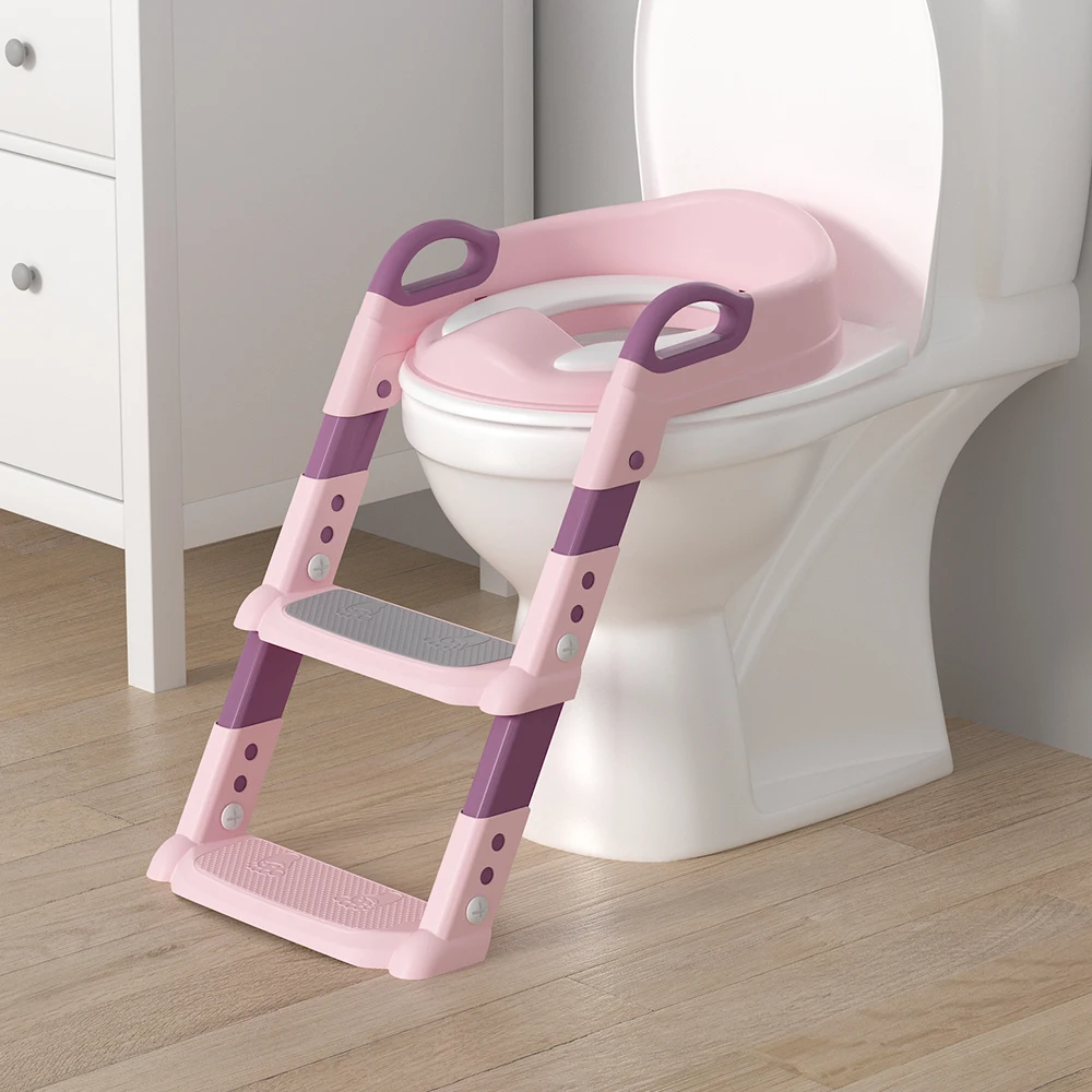 Kids plastic foldable portable toilet step stool potty chair trainer baby potty training seat with ladder