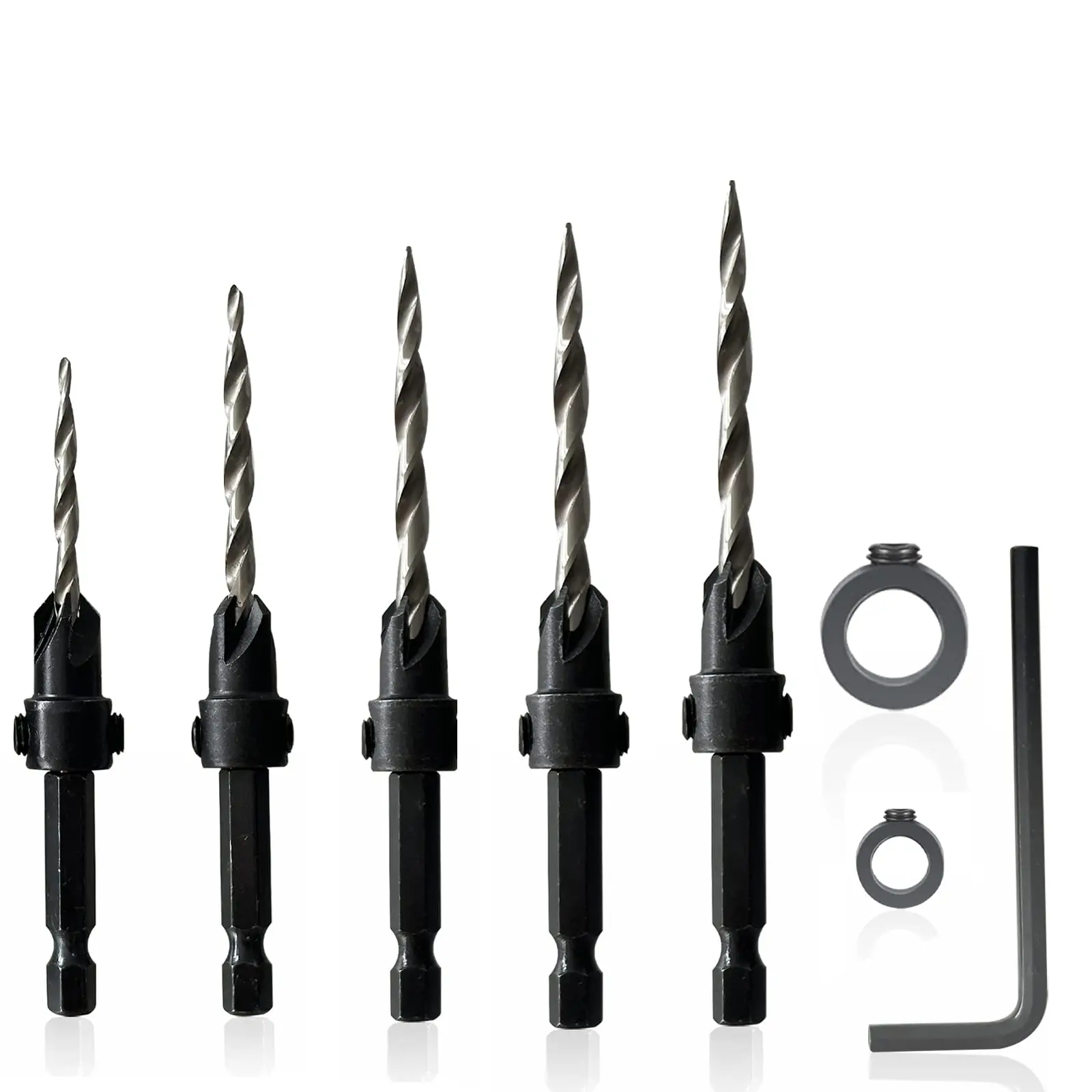High speed steel woodworking tool 5 pcs drill countersinking bits woodworking countersink bit countersink drill bit