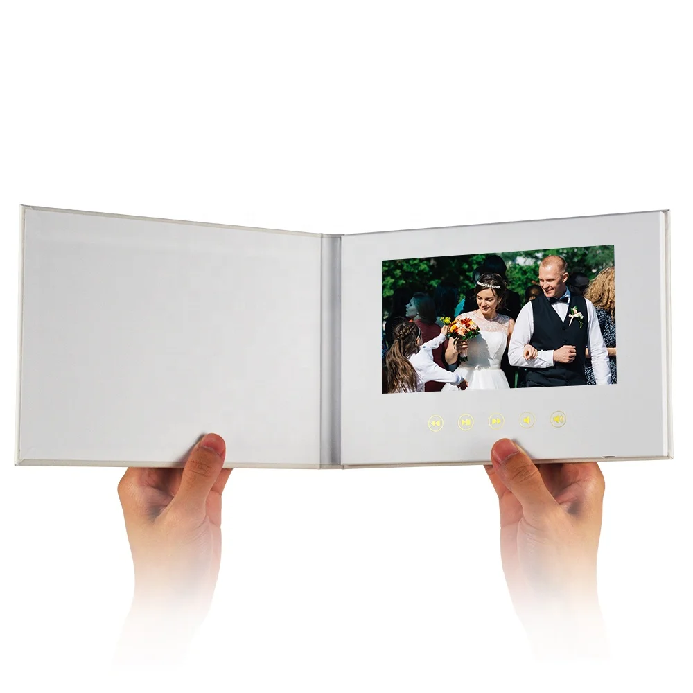Customized Digital video Book Wedding greeting Card 7 inch lcd Video gift Brochure