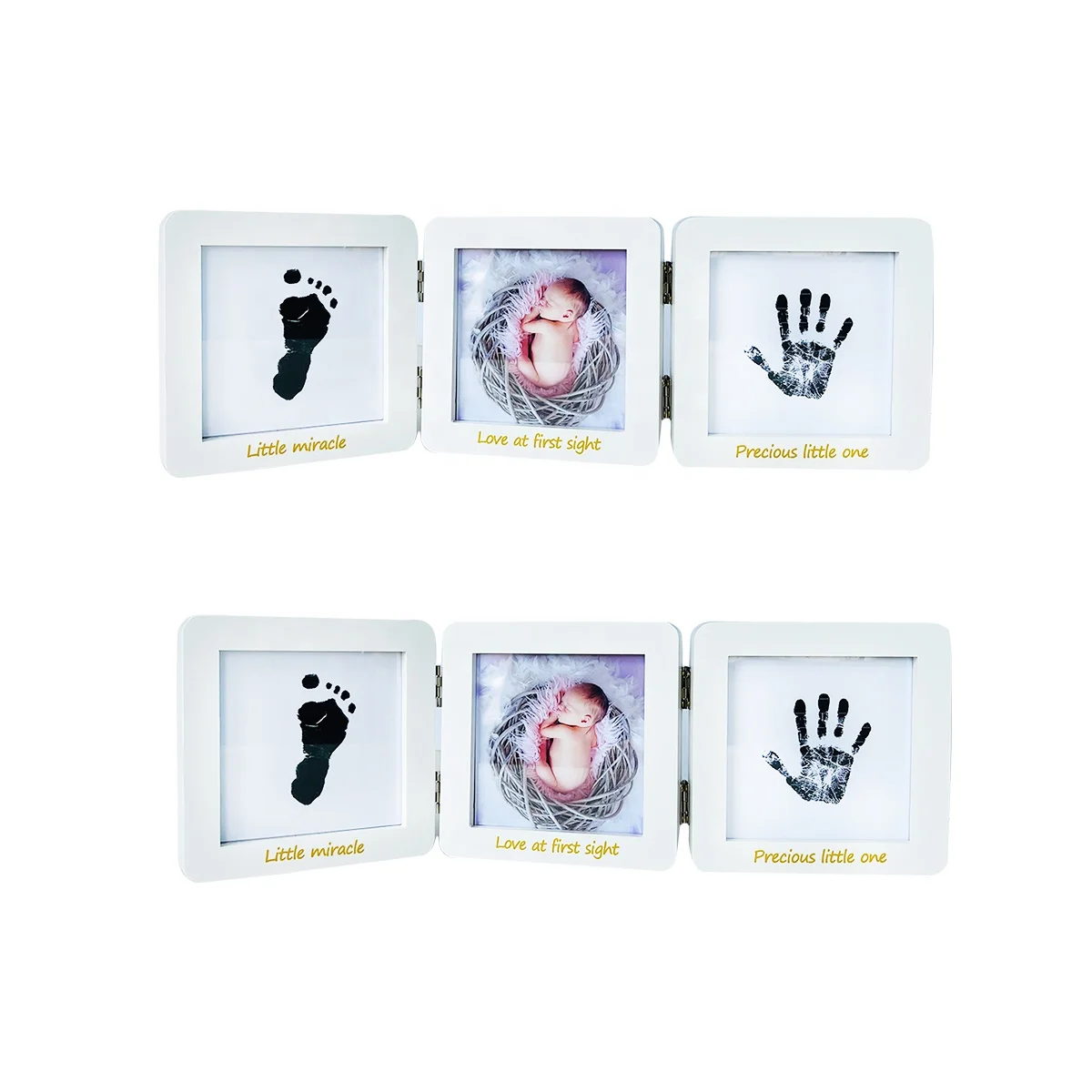 Wholesale baby hand print kit clay baby foot print picture frame baby photo frame