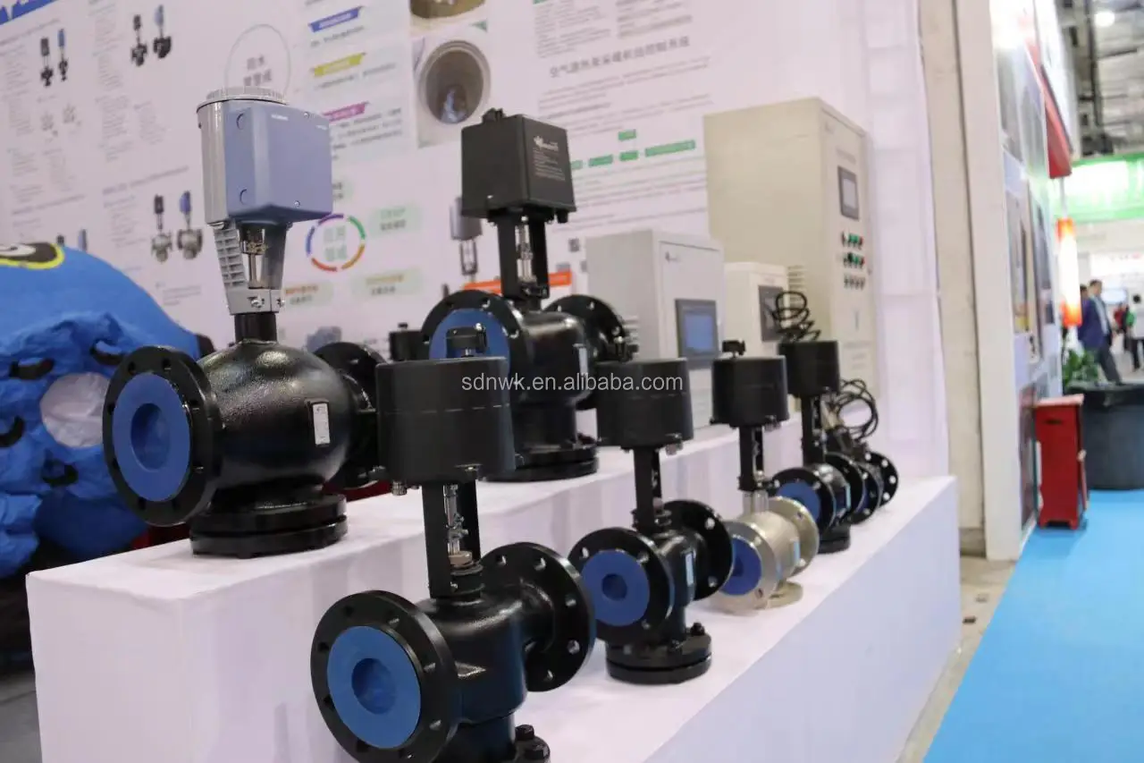 cast iron flanged motorized flow control valve body equal proportional regulate linear actuator balance valve PN16