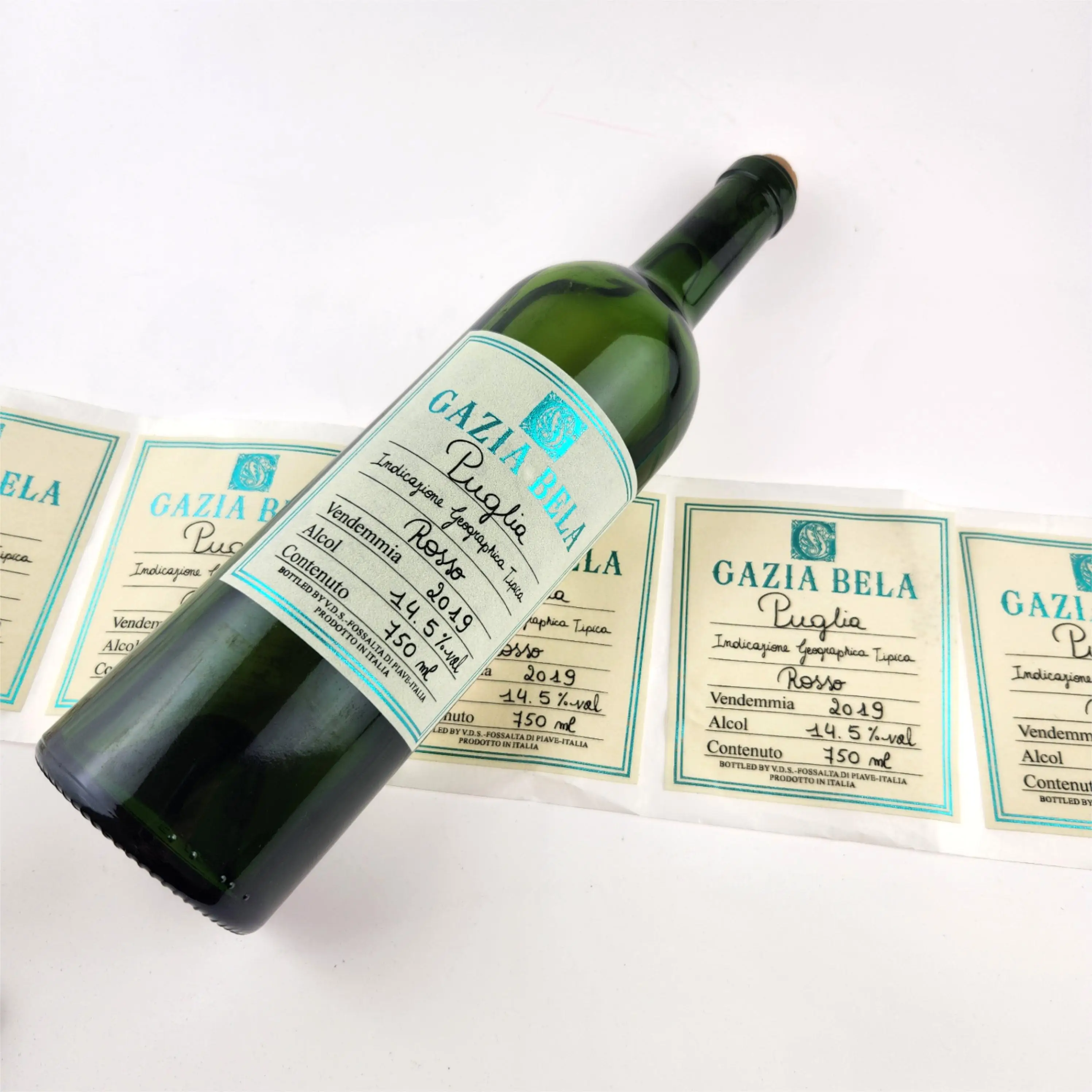 Custom flocking Sticker Stamping And Embossing Custom Wine Bottle Labels Wine Glass Label Clear