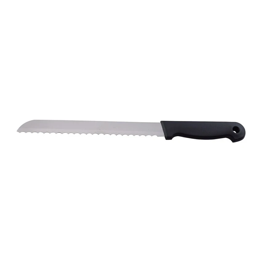 8 Inch Black PP Handle Serrated Blade Bread Knife Cake Server Knife