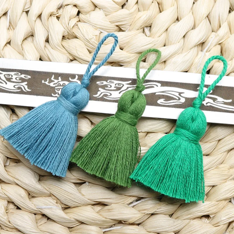 Colorful Cotton Tassel 3.5cm small Loop Tassel Curtain Fringe For Clothing Jewelry