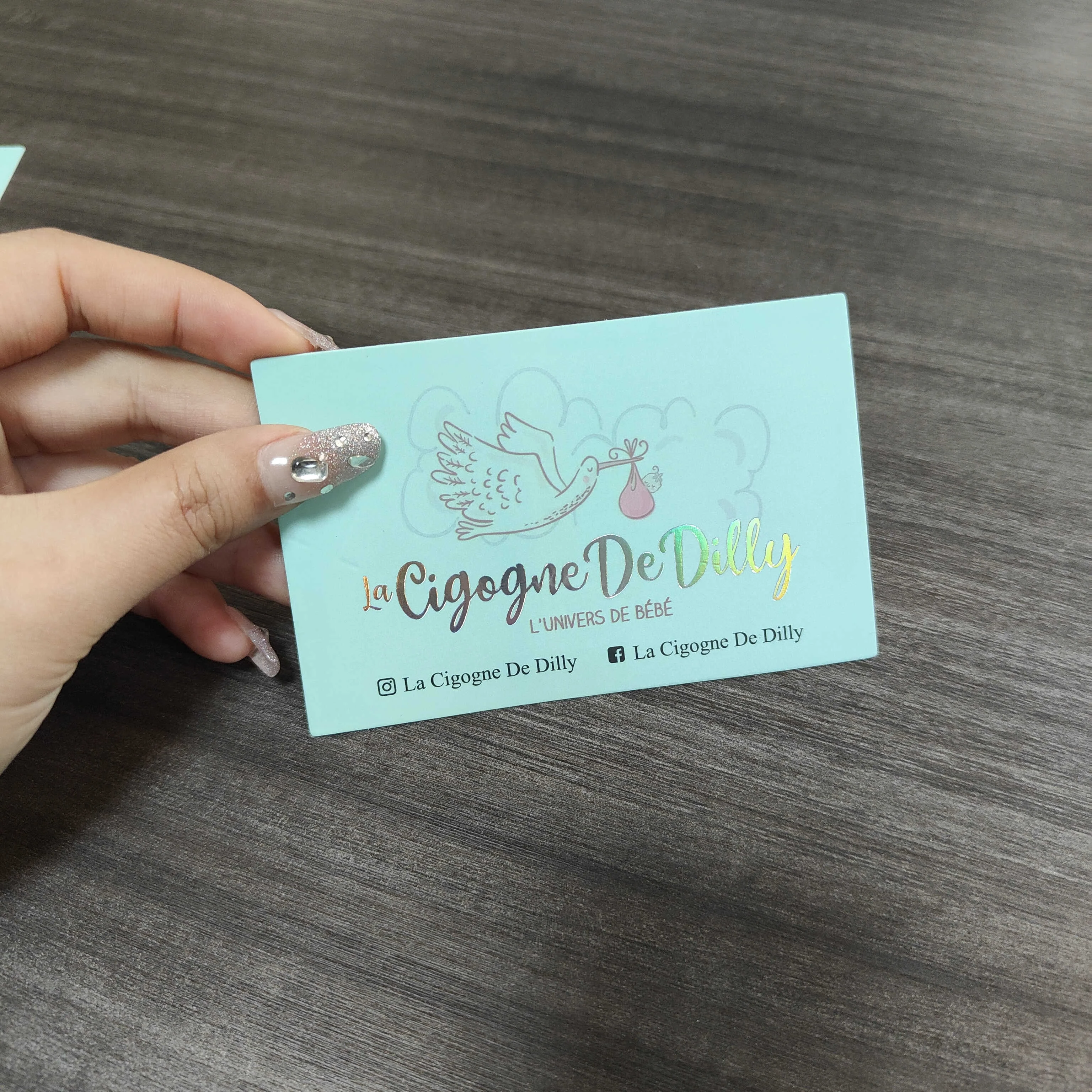 Custom deluxe high-end 7* 11cm 400g holographic double-sided printed card
