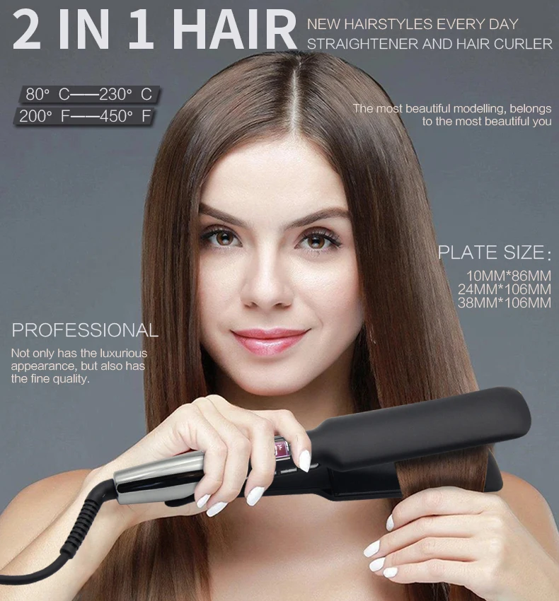 Hair Straightener High Quality Best Wholesale Ceramic Private Label Flat Iron Plancha Custom Travel Straight Hair LED Flat Iron
