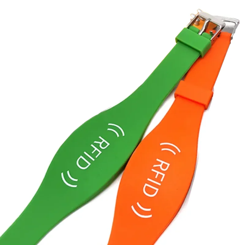 MWG11 Premium adjustable RFID / NFC Silicone wristband , Custom Diamond Dual-Frequency  rfid silicone smart Bracelet