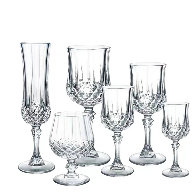 Wholesale  Custom drinking water glasses unique italian diamond shape Champagne Flutes Wine goblet Cup Crystal red wine glass se