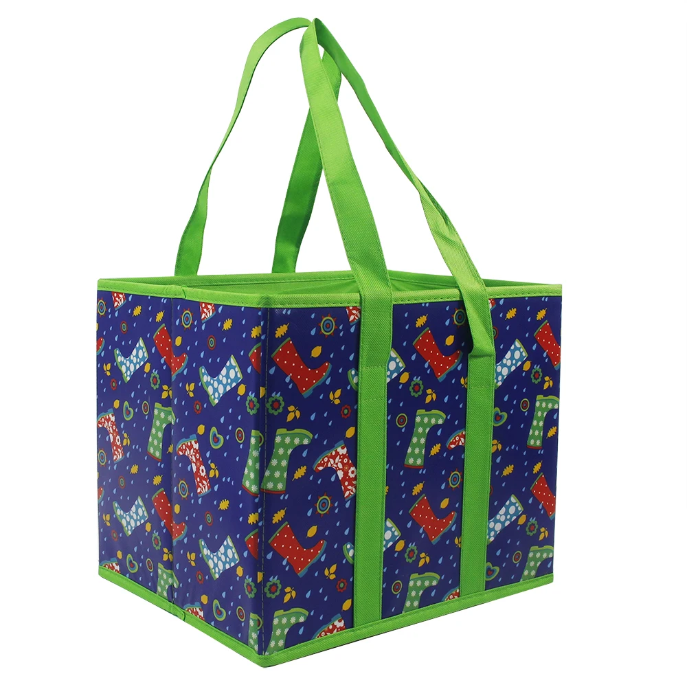 Heavy Duty Non Woven Cartoon Foldable Cube Storage Boxes Closet Organizer Basket Storage Box For Storage Basket With Handles