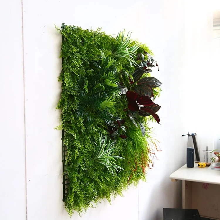 Artificial Plastic Creeper Boxwood Hedge Moss Grass Indoor Plant Vertical Panels Green Wall System For Yard Party Decoration