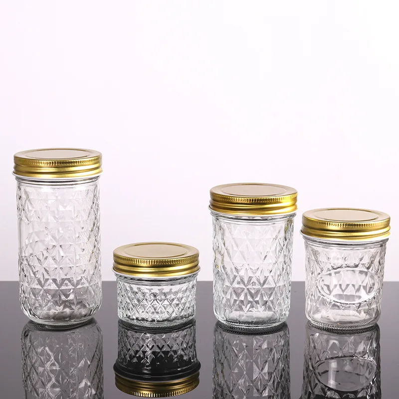 empty clear glass jar for caviar 250ml with silver cap