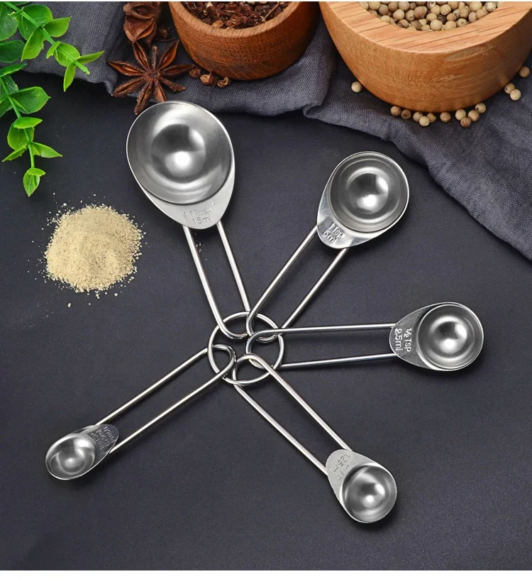 5 Pack Stainless Steel Measuring Spoon 1 tsp-1/8 tsp for Dry and Liquid Metal Measuring Spoons
