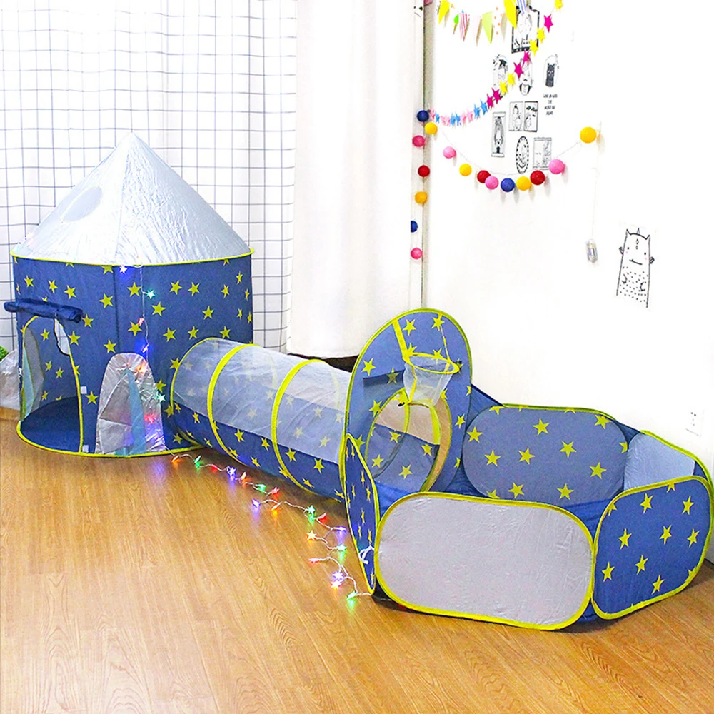 Портативный детский складной дом 3 в 1, детский туннель для шаров, детский туннельный тент для стрельбы