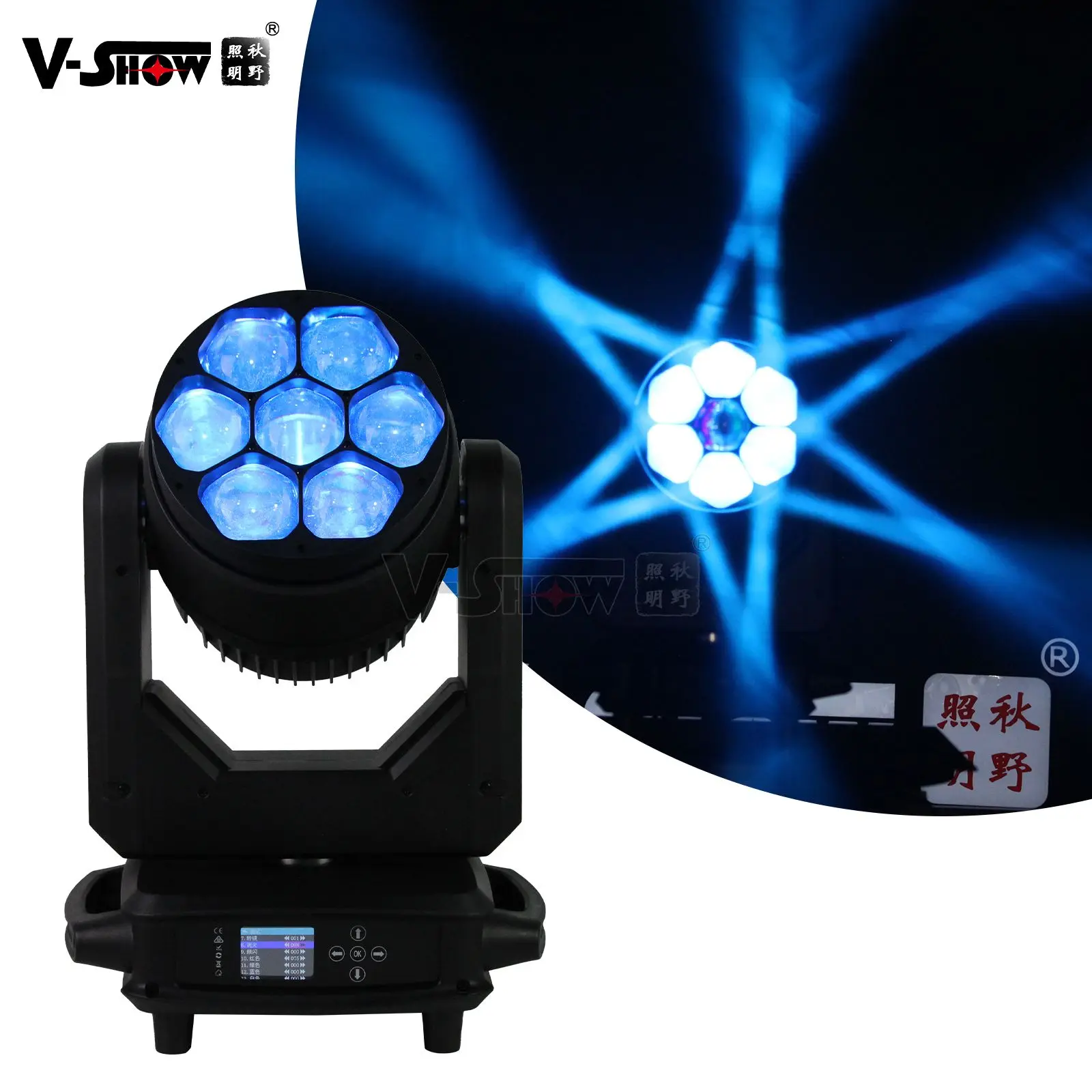 VSHOW R740L DMX Splash Lights R740L 7pcs 40w Beam Wash Zoom Light led Stage Lighting RGBW 4in1 Moving Head Fixture