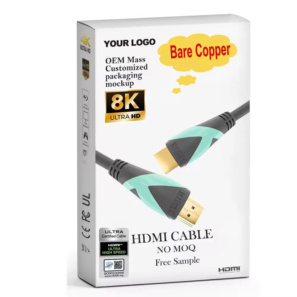 Customized Logo HDMI To HDMI 8k@60hz 4k@120hzCable Ultra HD 48gbps HDMI 2.1 Cable For TV Connnector