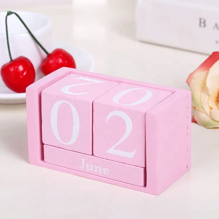 Wooden Advent Calendar Calendar Box Wooden Desktop Perpetual Wooden Block Calendar