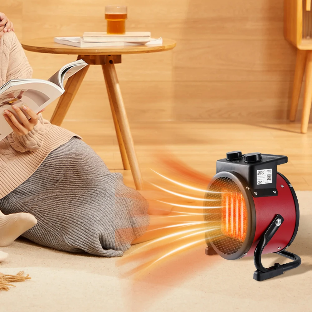 WINNING STAR ST-4085 Mini Free Standing Portable 2400W Hot Air Blower Electric PTC Space Round Fan Heater Element With Handle