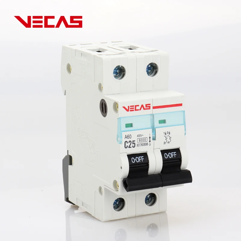 Миниатюрный автоматический выключатель VECAS MCB A60 2P 25 лет от профессионального производителя 6 10 16 20 32 40 50 63 a 1P 3P