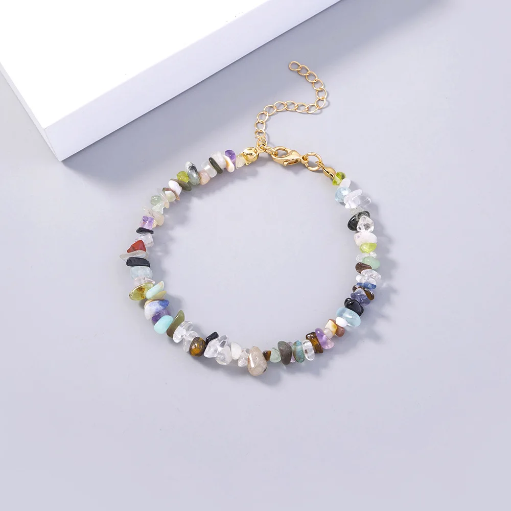 Natural Gem Stone Bracelet Irregular Crystal Stretch Chip beads Nuggets Bracelets Bangles Quartz Wristband For Women