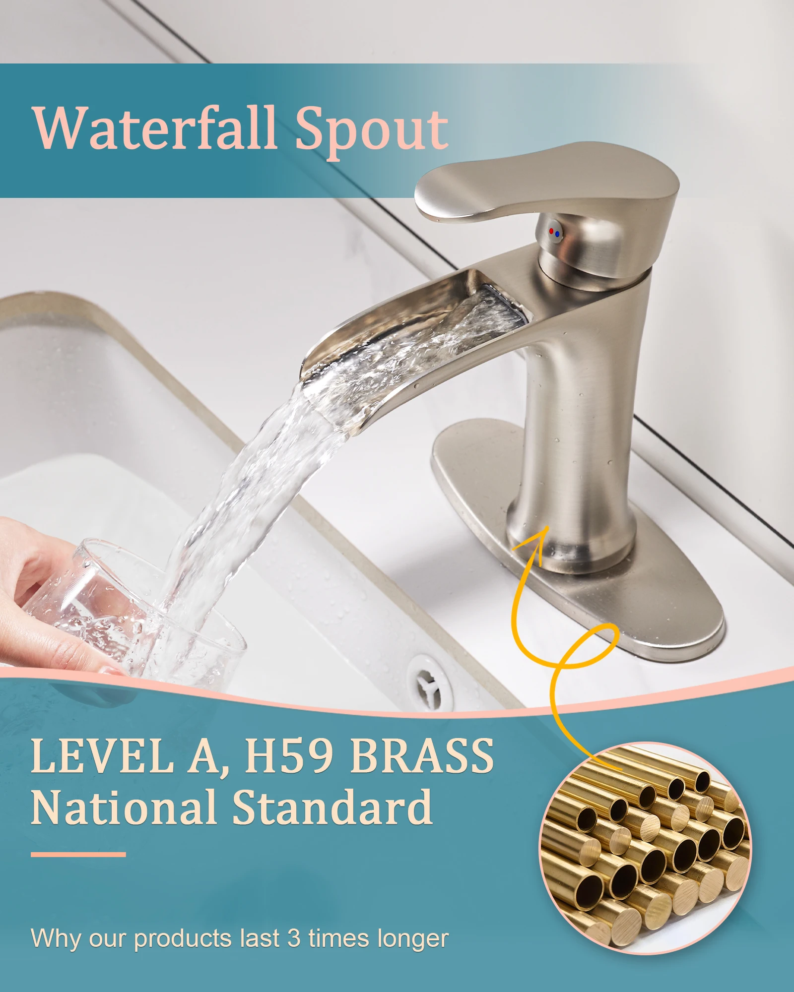 Waterfall bathroom faucet black single handle basin faucet brass black faucet with pop up drain