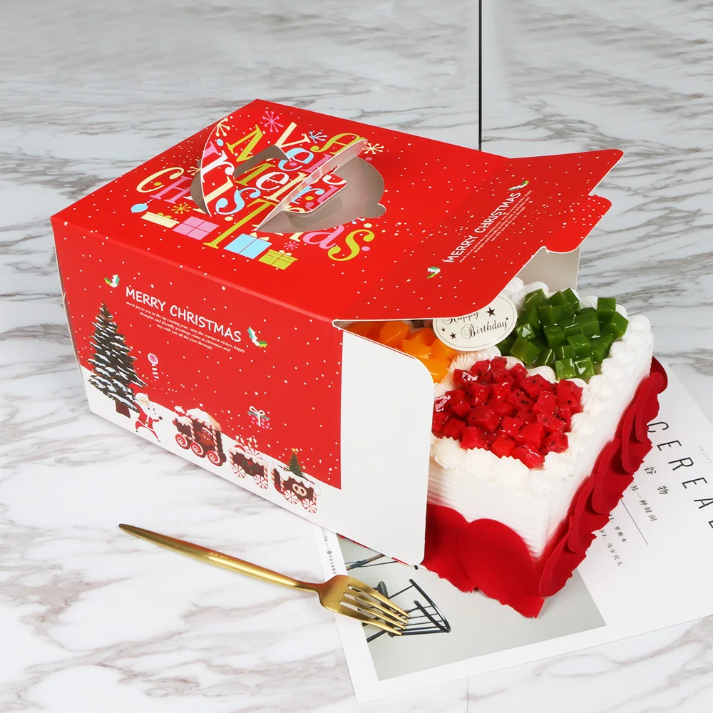 6/8/10/12 Inch Disposable Birthday Christmas Custom Printed Logo Paper Cake Packaging Boxes With Handle