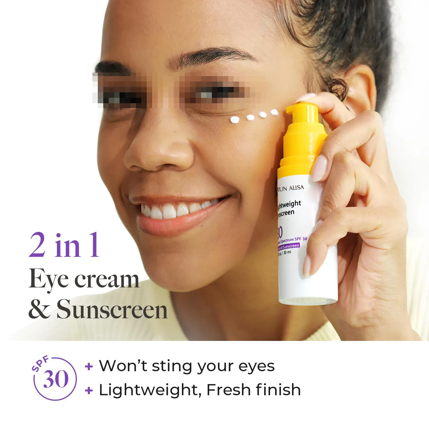 Private Label Eyescreen Broad Spectrum Zinc Oxide Mineral UVA & UVB Eye Area Sunscreen Safe for All Sensitive Skin SPF 30