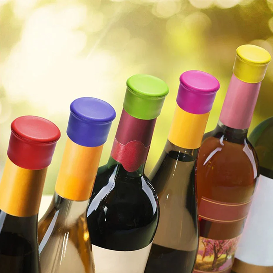Wine Stoppers Reusable Silicone Corks Wine Glass Beverages Beer Champagne Kitchen Bottles Caps for Corks to Keep Wine Fresh