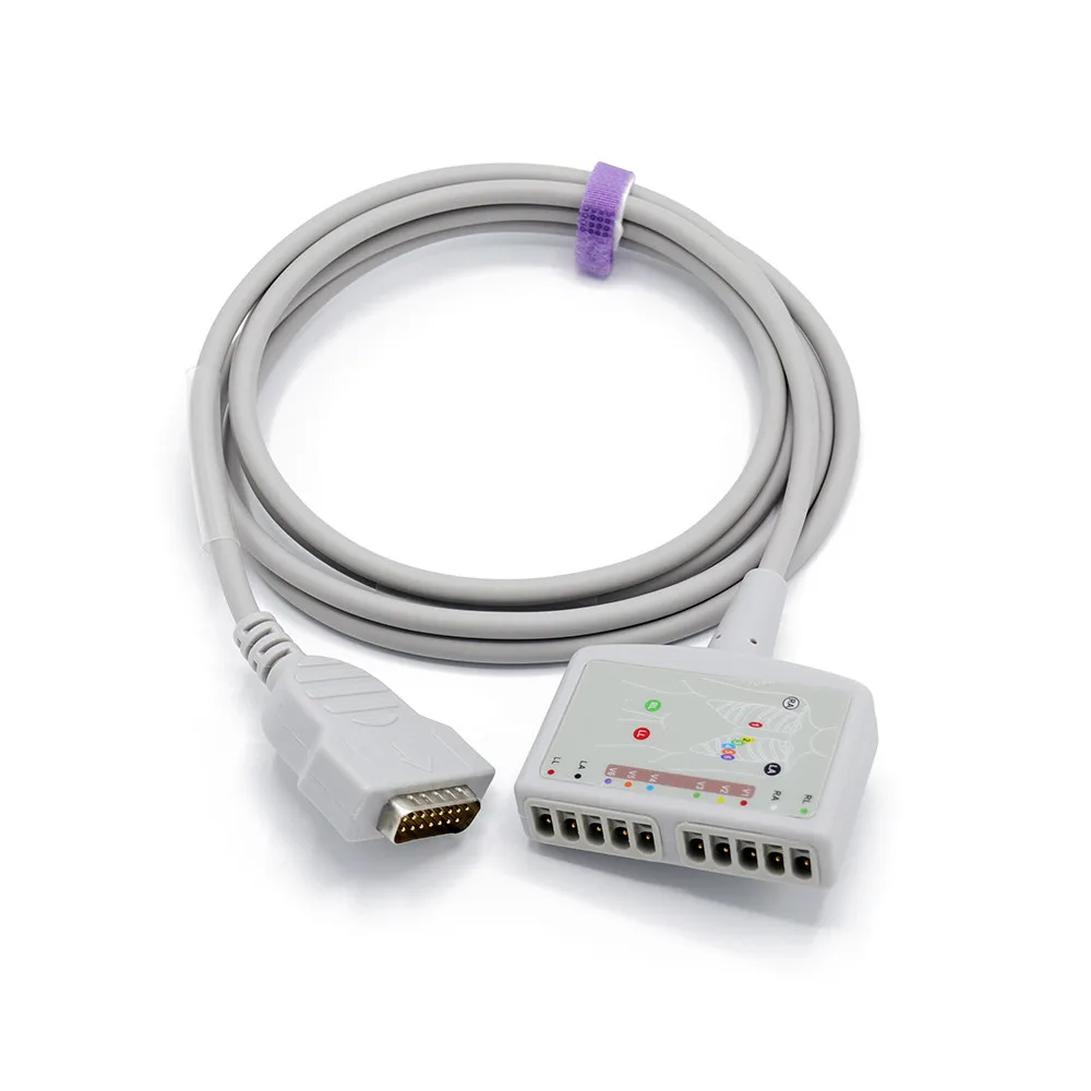 GE Marquette EKG trunk cable 22341809, 10 lead ecg cable, AHA, compatible
