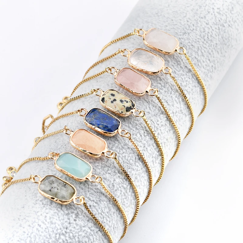 Factory Custom Simple Design Faceted Stone Bohemian Adjustable Stone Girl Bracelet