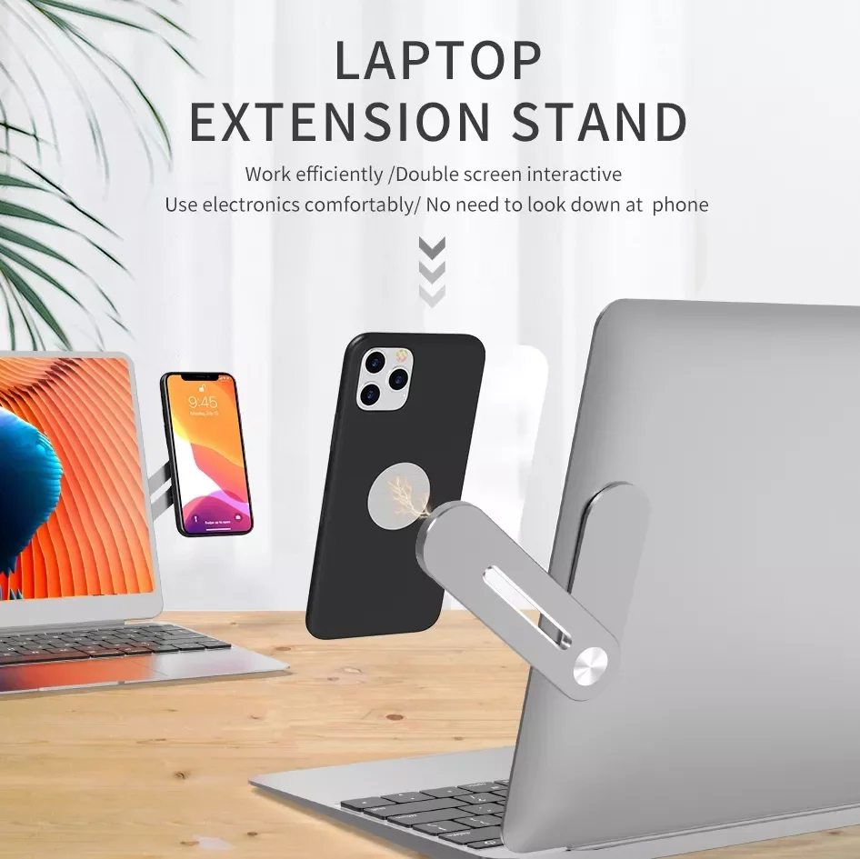 Portable Laptop Extension Stand Metal Aluminium Alloy Flexible Adjustable Magnetic Laptop Phone Holder For Laptop Screen
