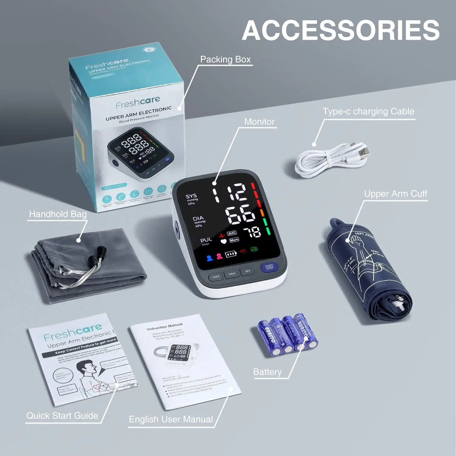 Factory supply new self developing Household Large Electronic LCD Blood Pressure Monitor