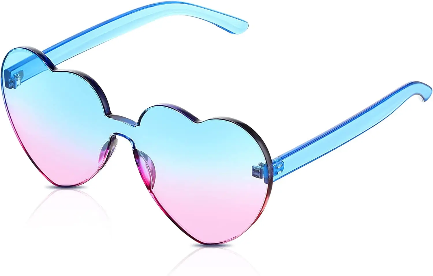 Wholesale Custom Frameless Lens Eyewear Candy Color PC Rimless Sun Glasses New Trendy Loving Heart Shape Sunglasses