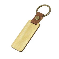 2023 New Products Hand Made Wooden Keychain Custom Logo Key Chain Wooden Keyrings Leather For Teachers Gift