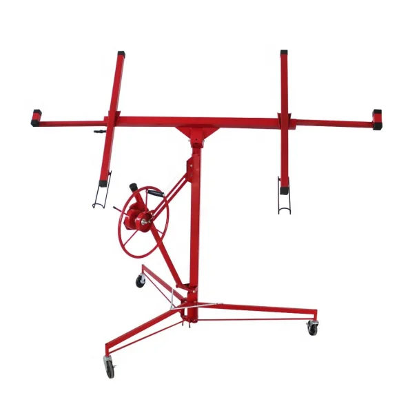 Heavy Duty Drywall Lifter Panel Hoist Dry Wall Rolling Caster Lifter Construction Tool with Adjustable Telescopic Arm