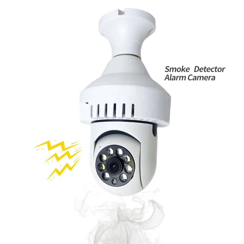 2023 Newest Manufacturer Full HD Home Security Motion Smoke Detection Alarm WiFi Bulb Light Network Camera