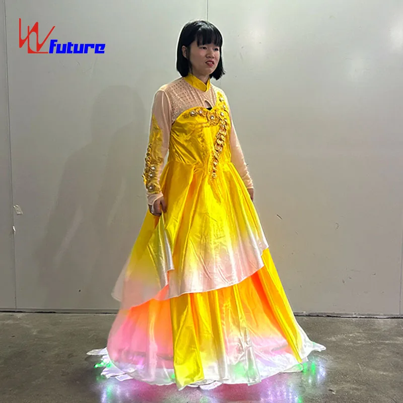 Sweet Opera LED Unisex Evening Dance Skirt Luminous Flower Petal Dress for Adults Ballroom Performance Stage Wear