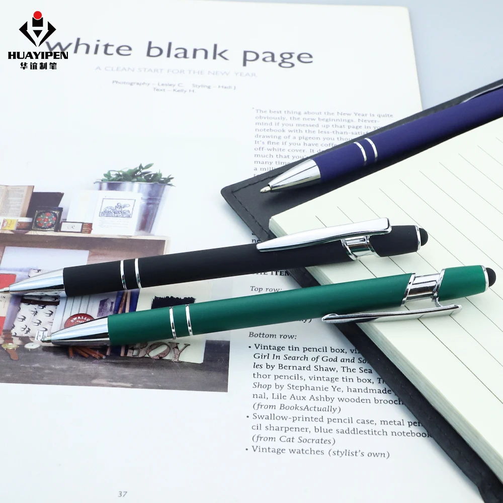 Promotional Custom 2 in 1 Capacitive Multi Function Metal Ball Pen Aluminum Screen Logo engraved Stylus Pen