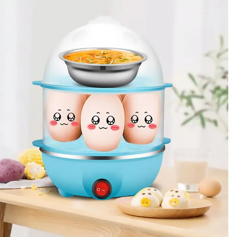 Portable Commercial Automatic Mini Egg Cooker Electric Stainless Steel Boiler Machine Steamer Double Layer Egg Cooker