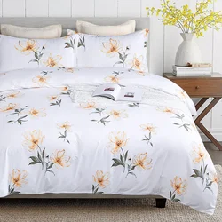 Ready Stock King Queen Size Wholesale Floral White Luxury Bed Sheet Bedding Set Comforter Duvet Cover Sets